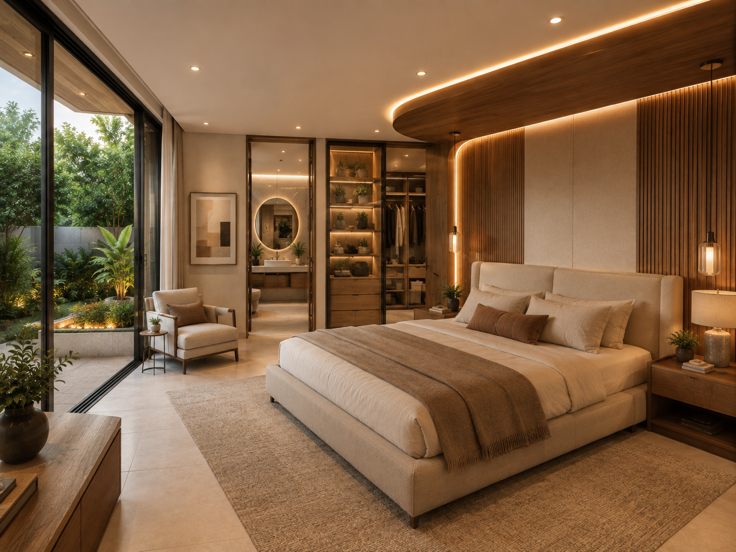 Horizon — primary bedroom, rendered view