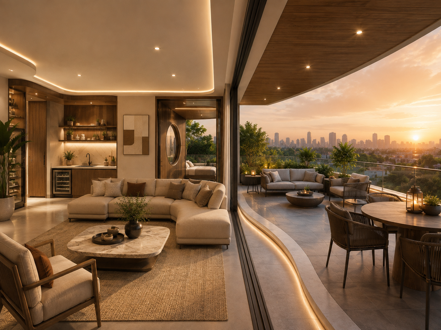 Horizon — terrace lounge, rendered view