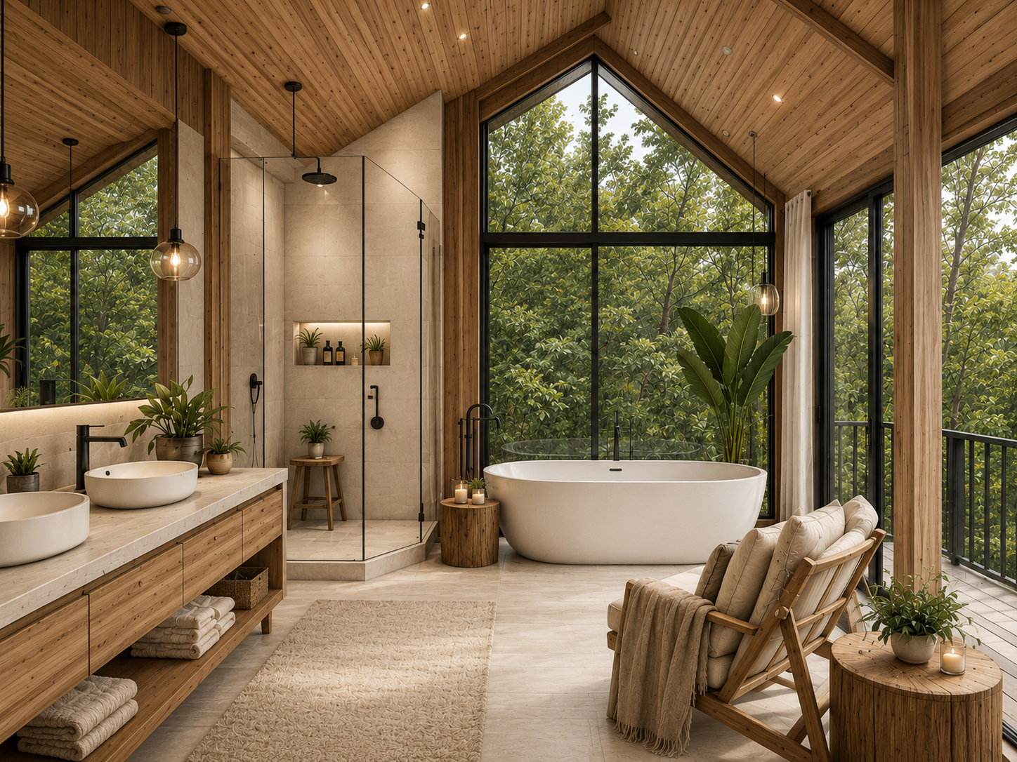 Forest Retreat — spa bathroom, rendered view