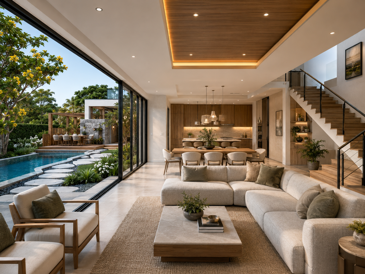 Solstice — living & dining, rendered view