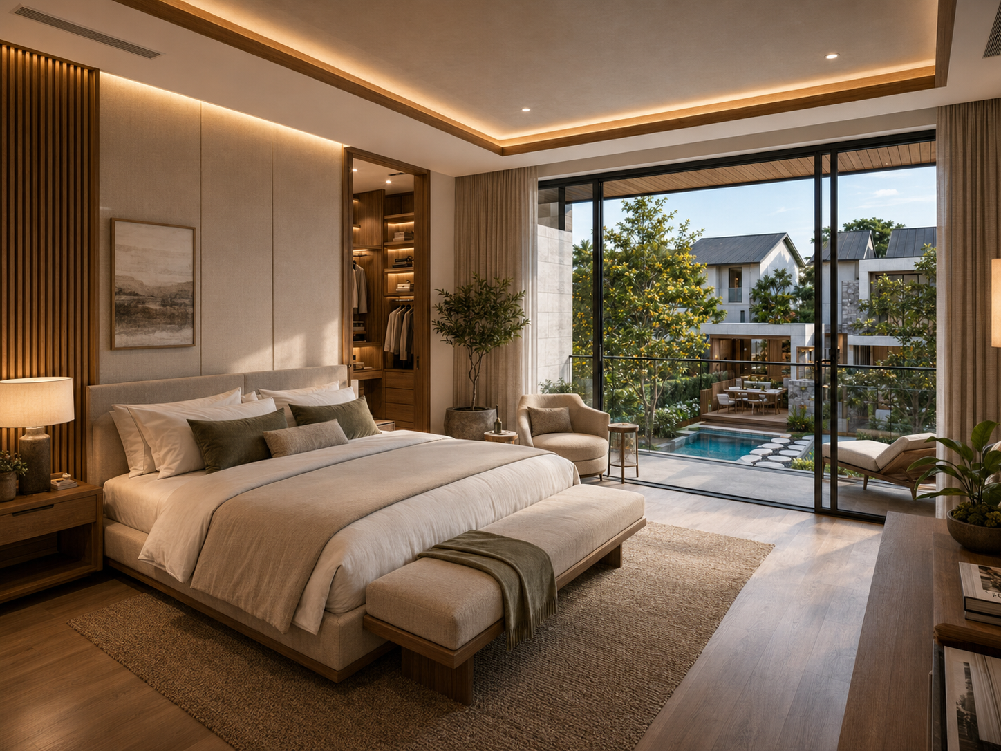 Solstice — master suite, rendered view
