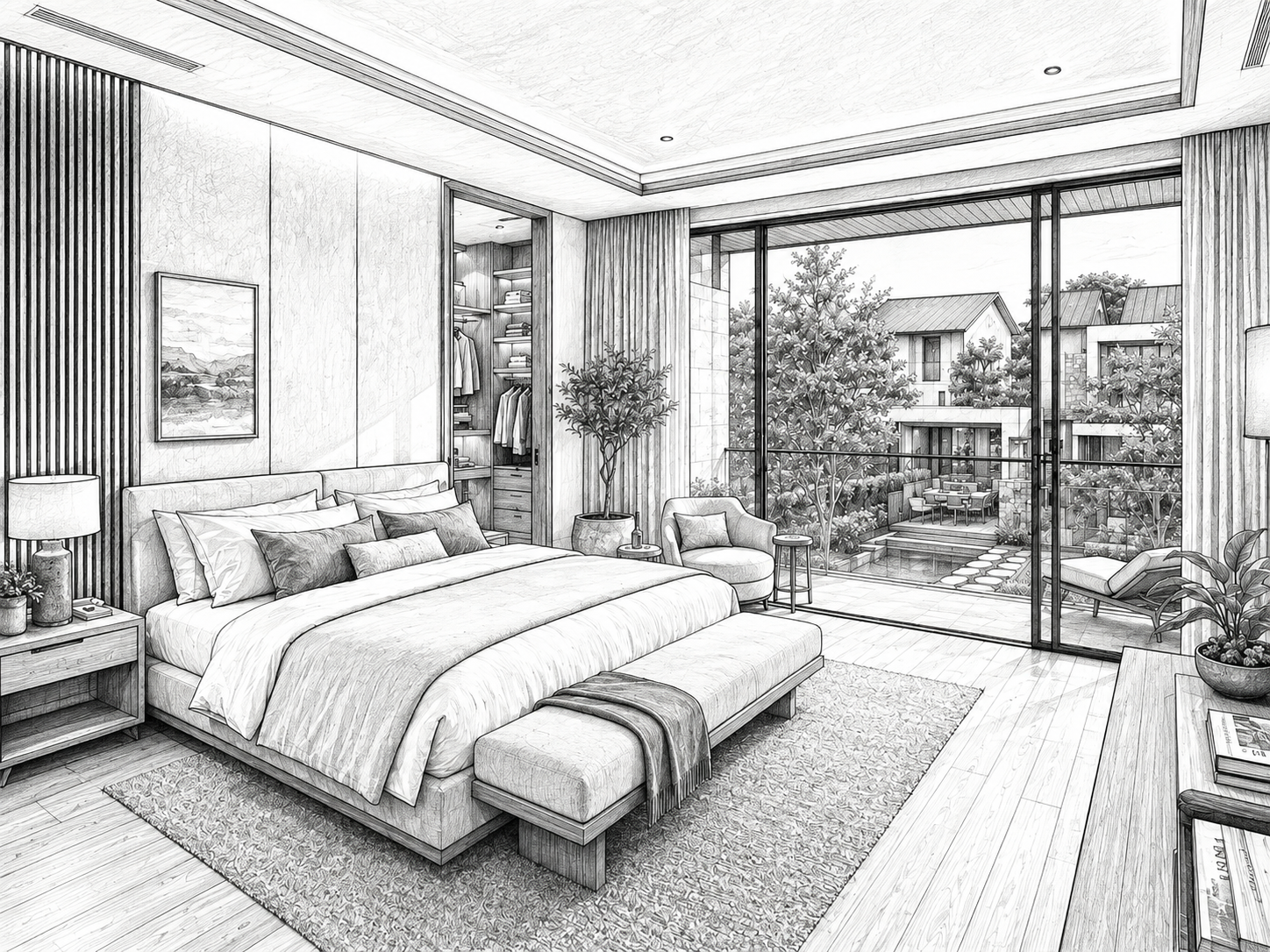 Solstice — master suite, architectural sketch