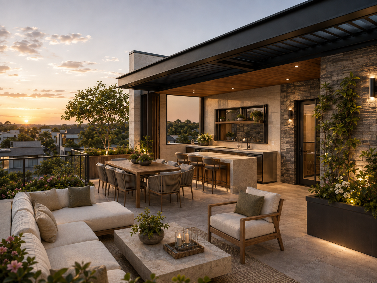 Solstice — rooftop sky terrace, rendered view