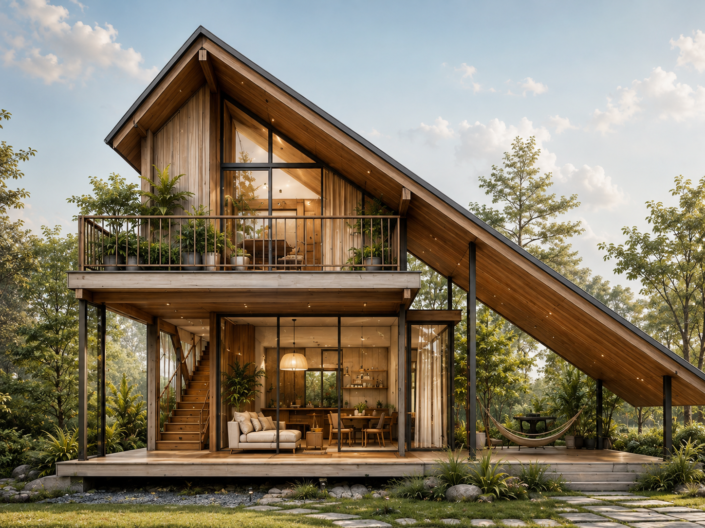 A-Frame Forest Retreat — rendered view